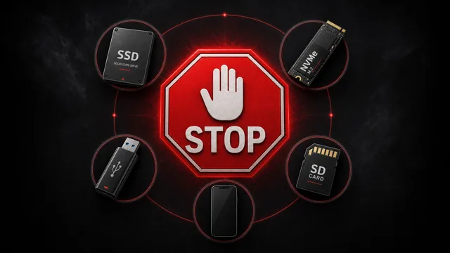 Warning: Never attempt DIY recovery on SSDs, NVMe drives, or flash storage